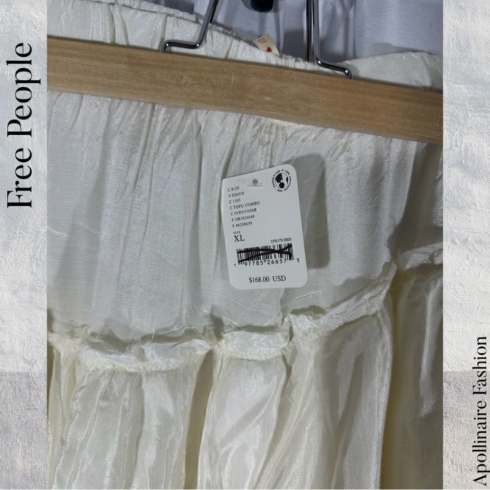 FREE PEOPLE REALITY CHECK TIERED MIDI SKIRT IN IVORY XL NWT - Picture 7 of 10